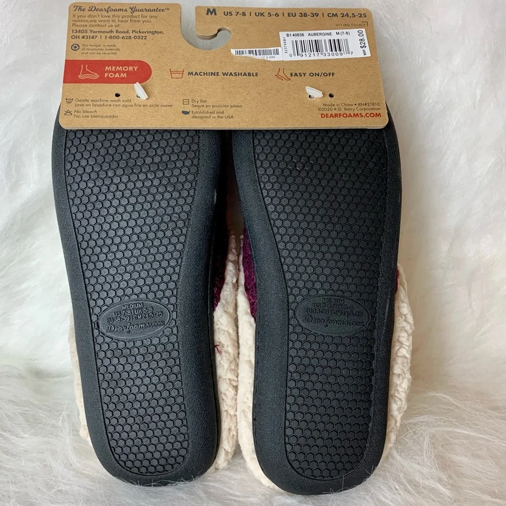 NWT Dearfoams Slippers fits size 7-8 Maroon color - Picture 3 of 4